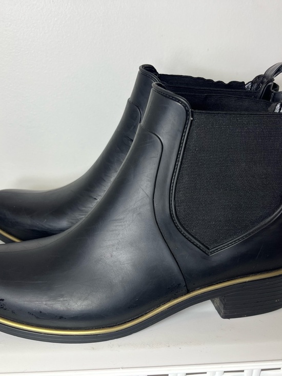 kate spade Black Chelsea Rain Booties with Gold Trim - Picture 10 of 13